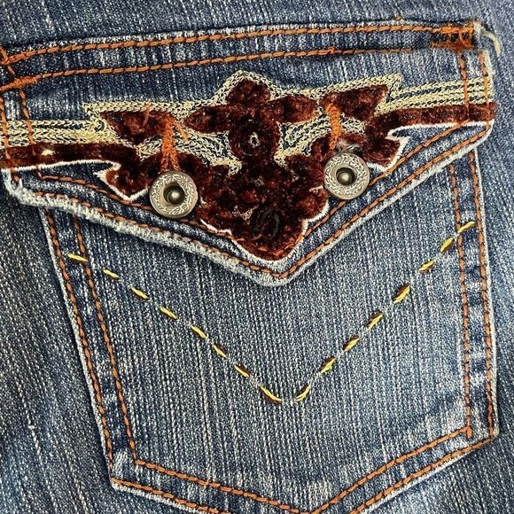 Antik Denim Boho Flare Leg Topstitched Mid-Rise Jeans Sz 28 - Picture 7 of 10